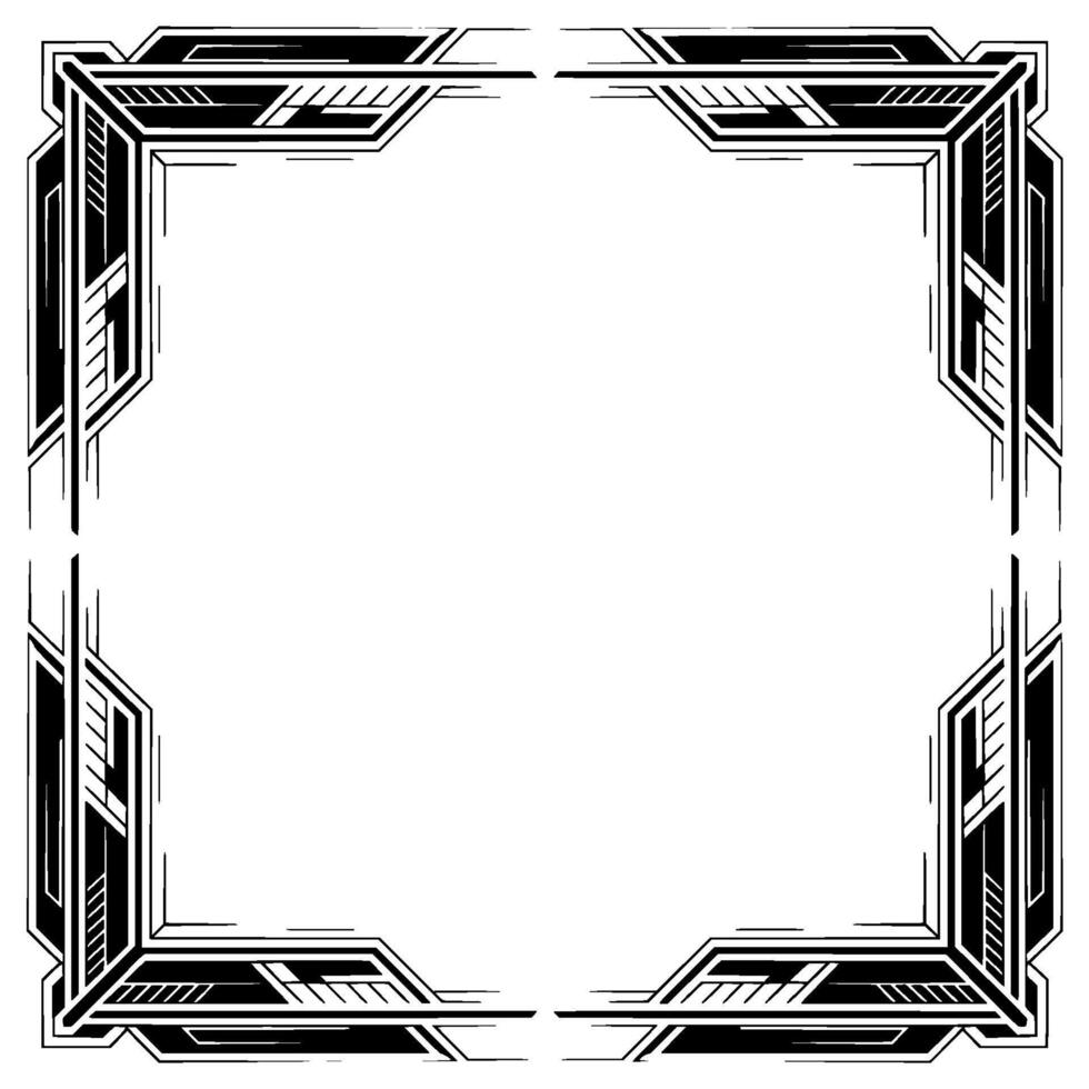 Art Deco Frame Geometric Border , Black and White, Blank Space vector