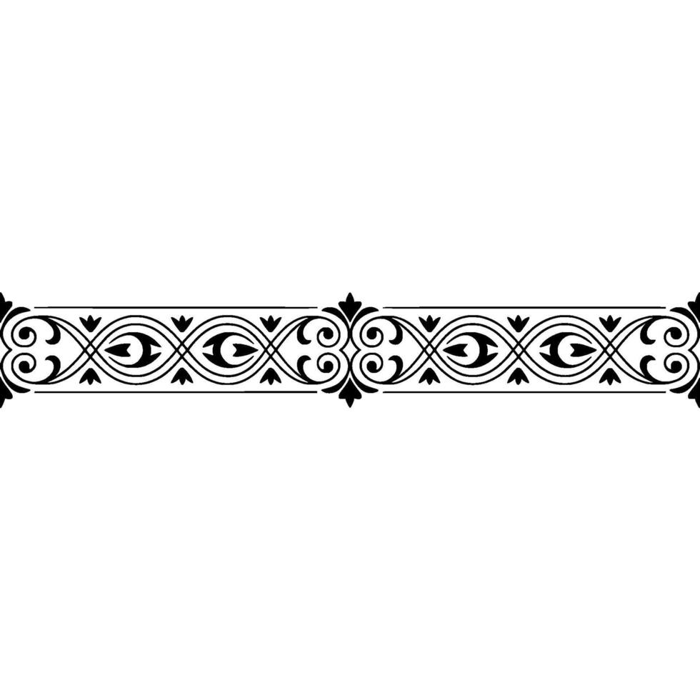 Decorative Black Floral Border Element on White Background vector
