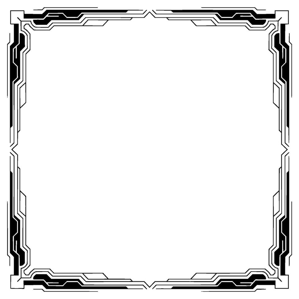 Futuristic Tech Border, Clean Black and White , Element vector