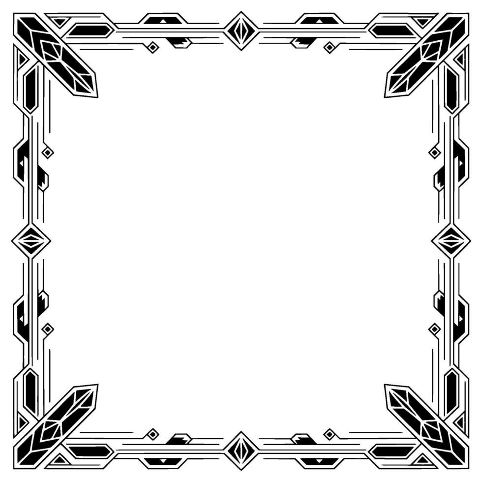 Elegant Art Deco Frame Geometric Border in Black and White vector