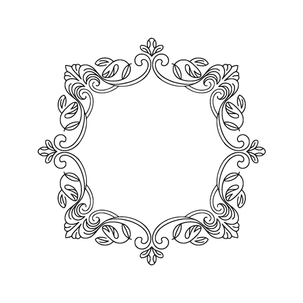 Elegant Floral Frame Line Art Ornament on Textured Background vector