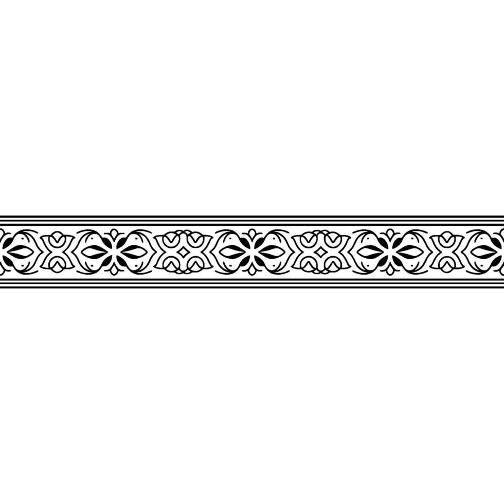 Elegant Black Floral Border on White, Minimalist Element vector