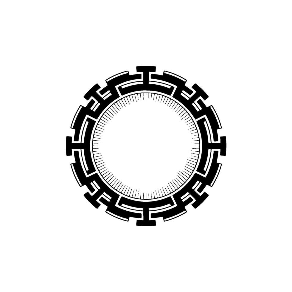 Minimalist Black Circular Ornament, Geometric Element on White vector