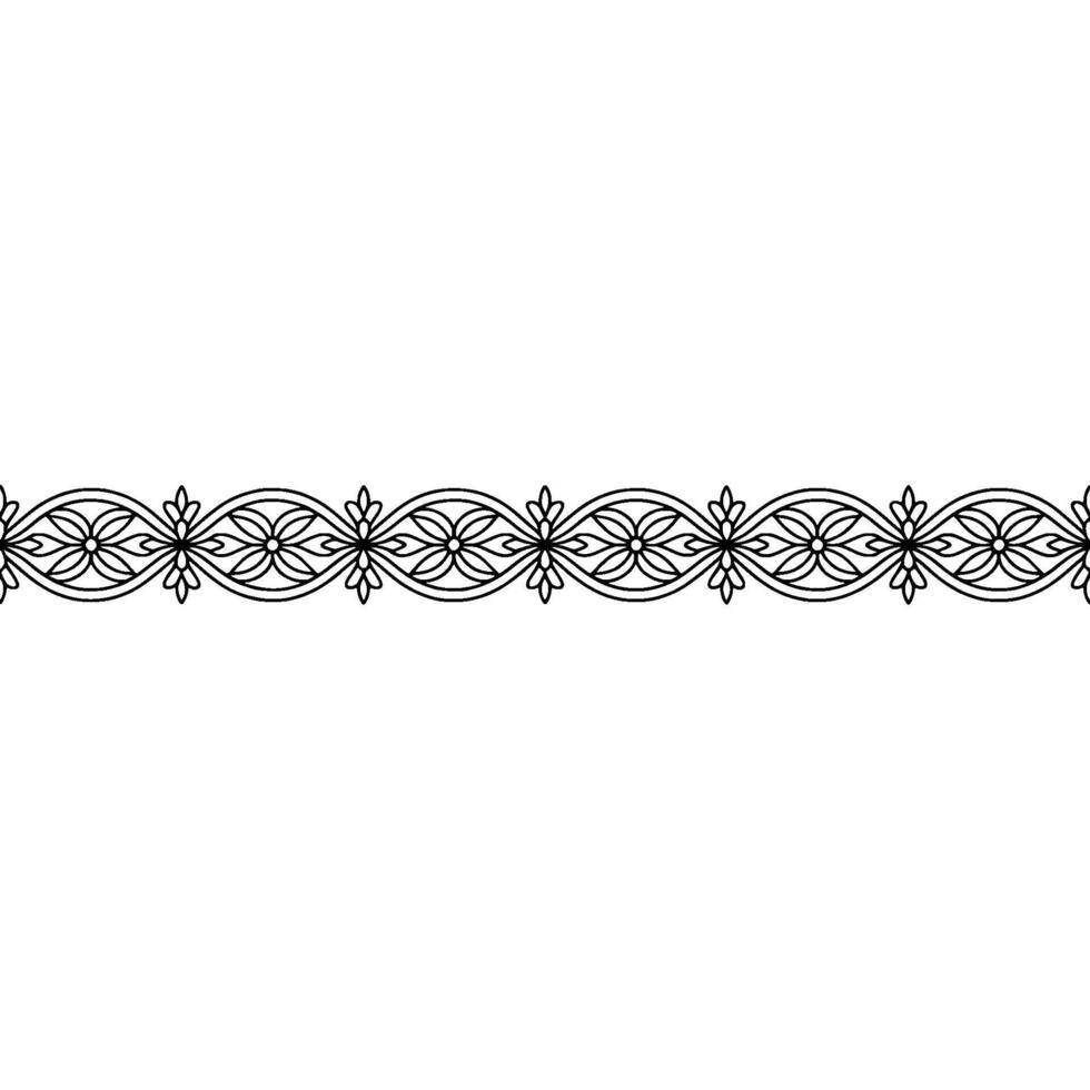 Elegant Floral Border Monochrome Illustration vector