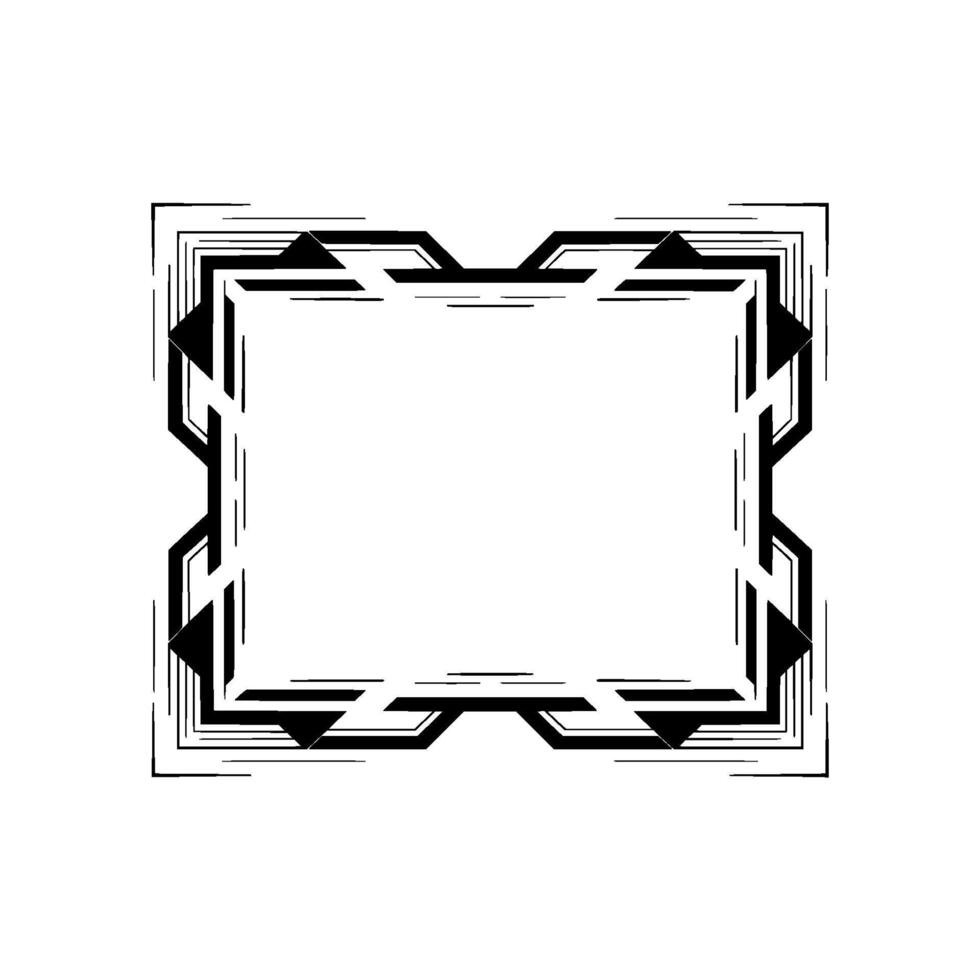Art Deco Frame Geometric Black Lines on Gray Background vector