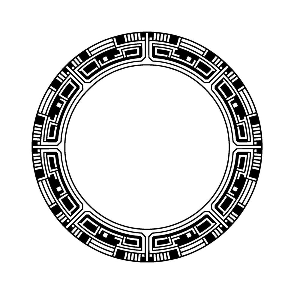 Geometric Black and White Circular Border for Invitations and Decorations vector