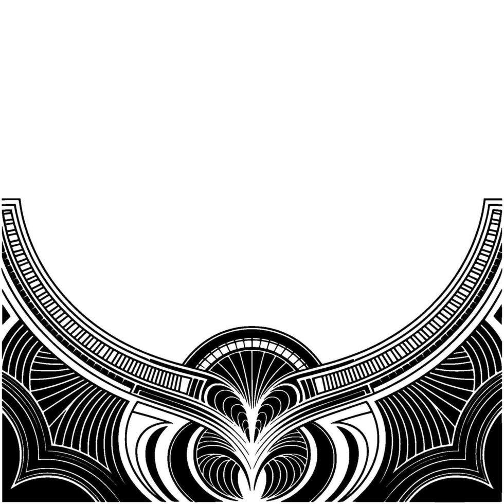 Art Deco Floral Arch Elegant Black White Frame vector