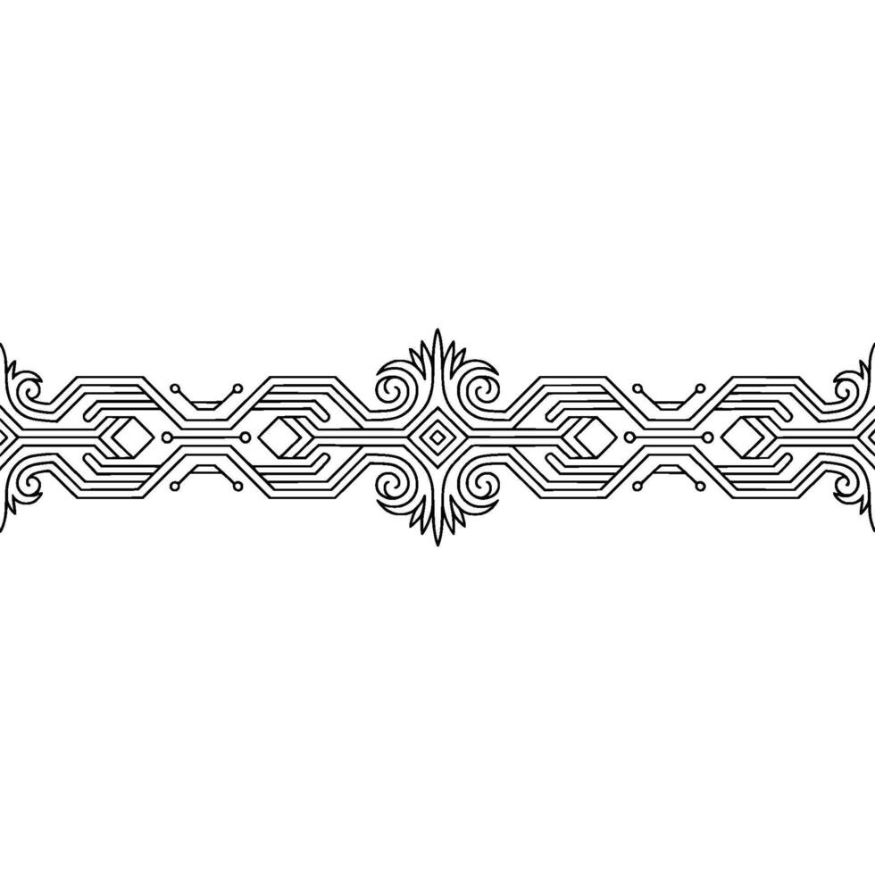 Techinspired Decorative Border, Geometric Circuit Board on White vector
