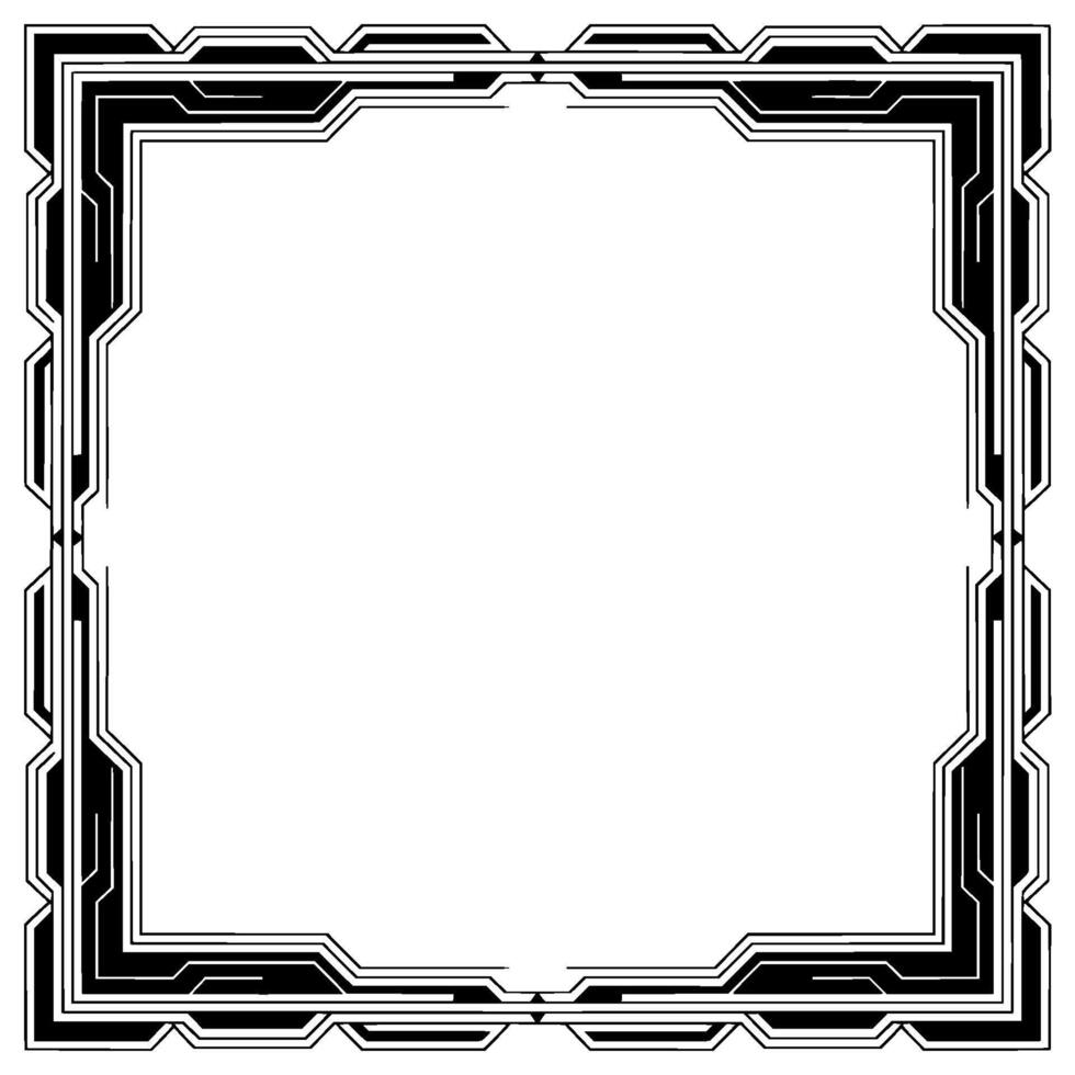 Geometric Tech Frame, Black and White, Modern , Decorative Border vector