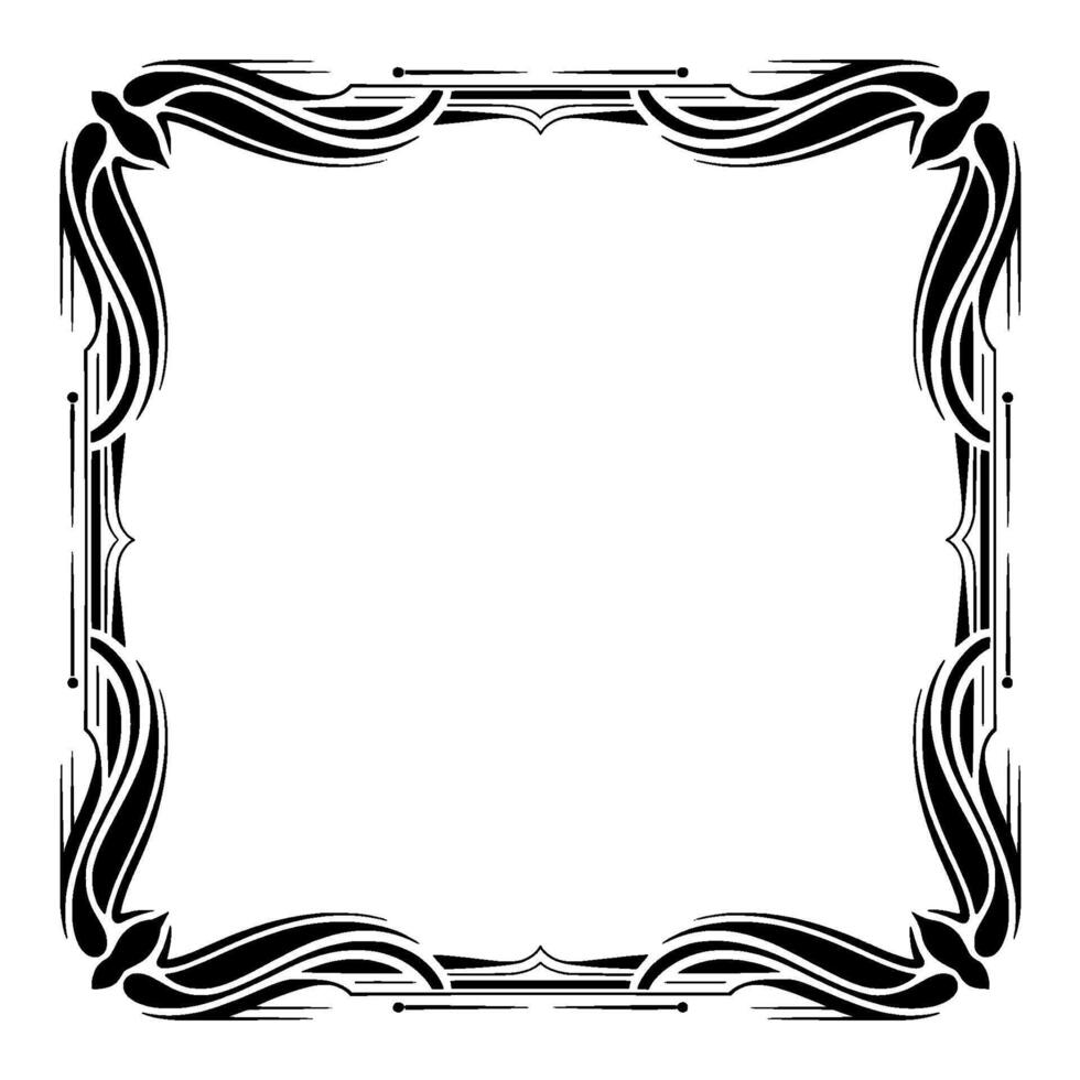 Elegant Art Deco Border Frame, Black White, Empty Space vector