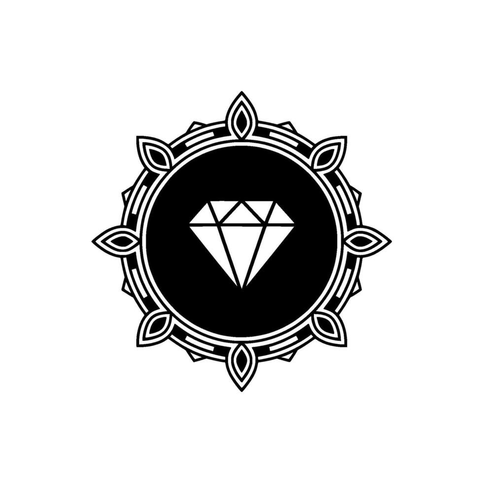 Elegant Diamond Crest , Black and White, Vintage Style vector