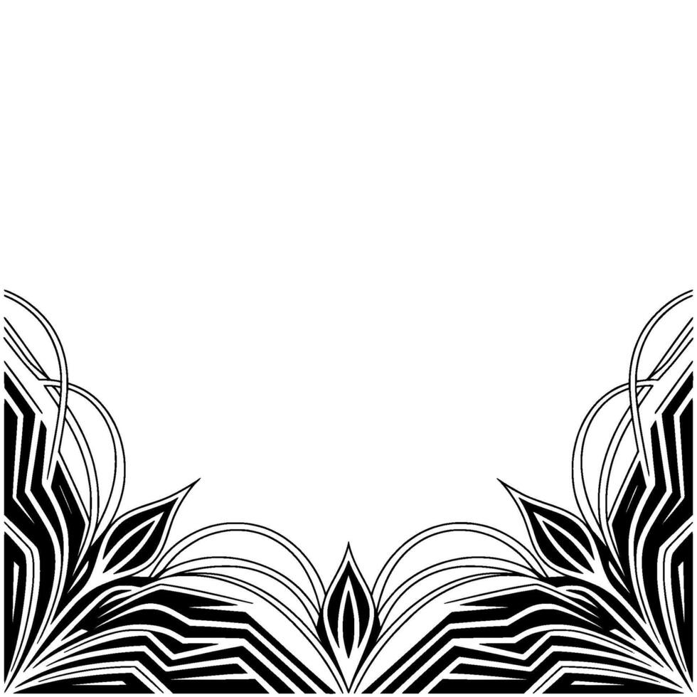 Black and White Decorative Floral Corner With Empty Space, Modern Abstract Art vector