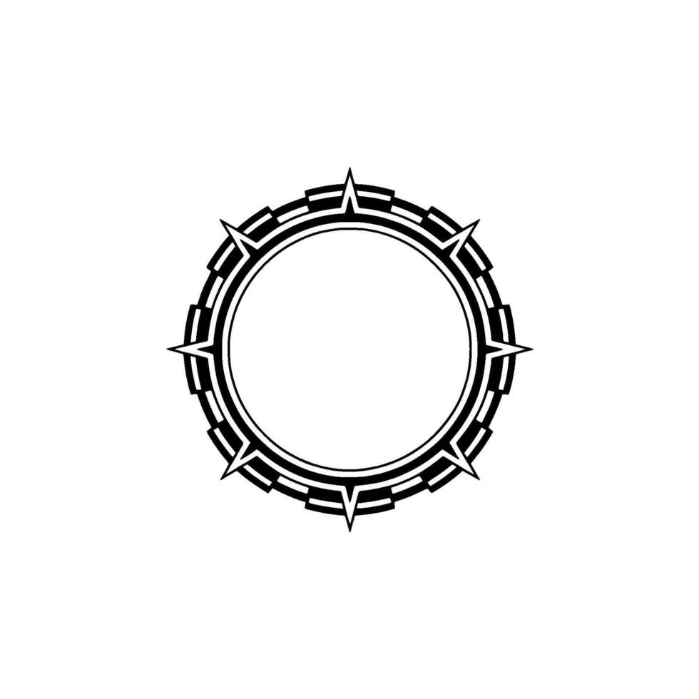 Elegant Black Circular Frame on White Background, Minimalist vector