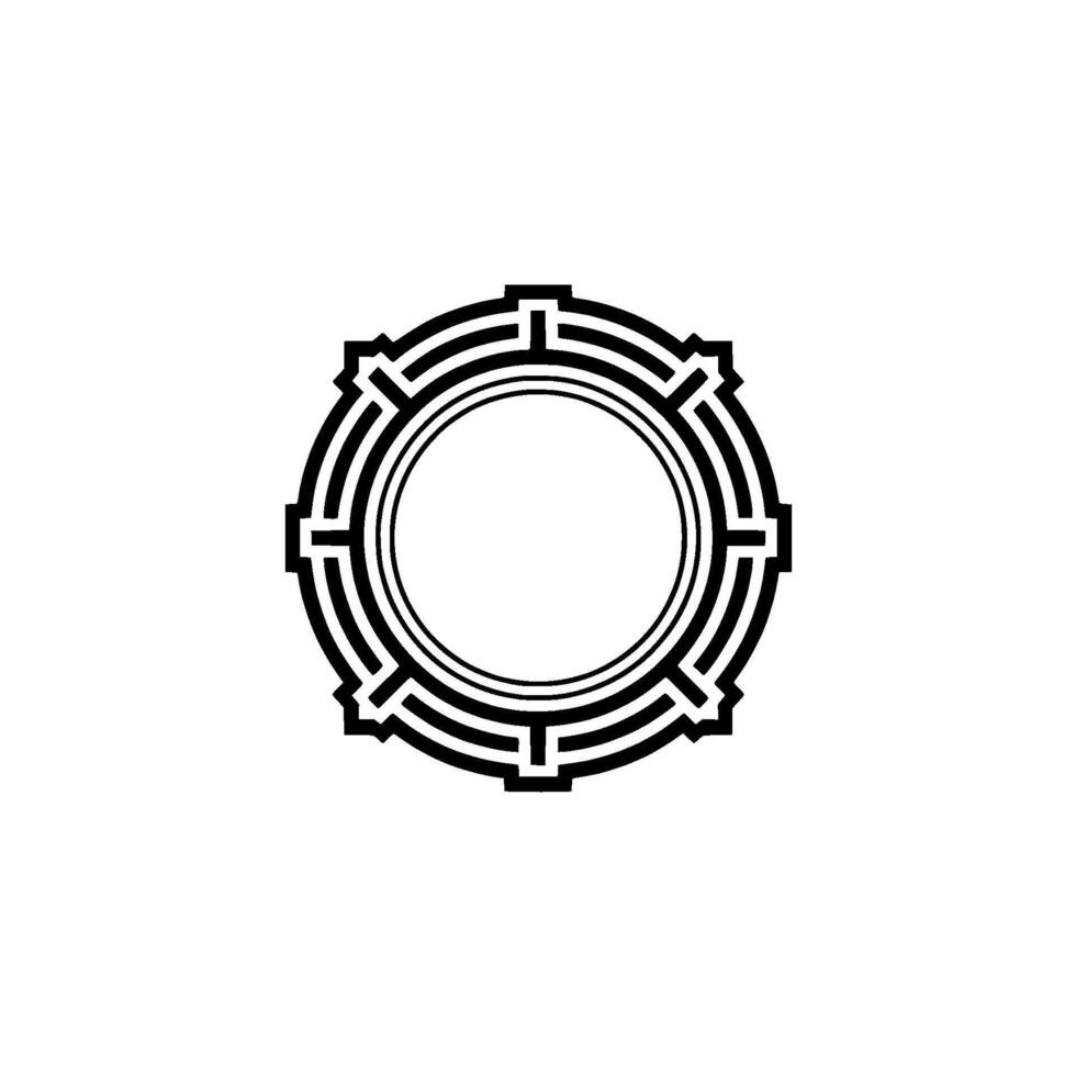Geometric Gear , Minimalist Black and White Illustration vector