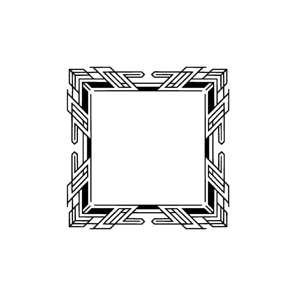 Art Deco Square Frame, Minimalist Geometric Border, Black White vector