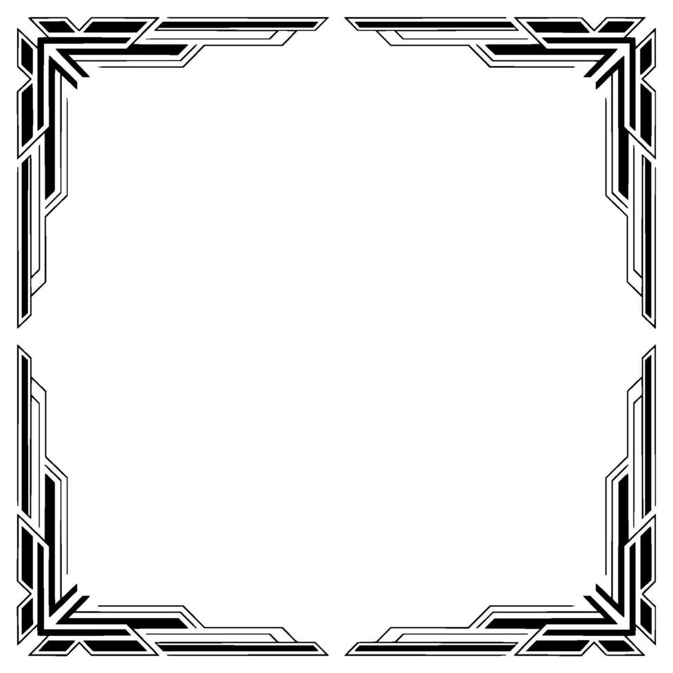 Art Deco Frame, Geometric Border, Elegant , Black White vector