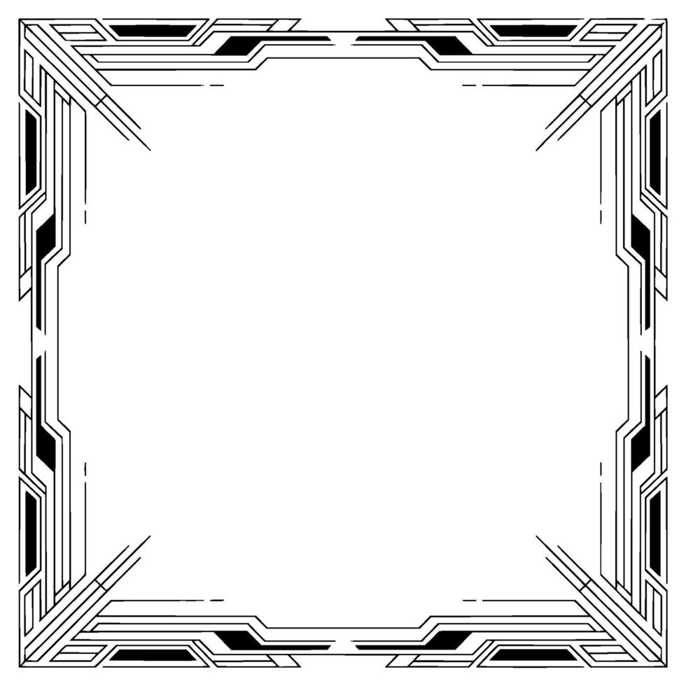 Art Deco Frame Border Geometric Minimalist , Black White vector