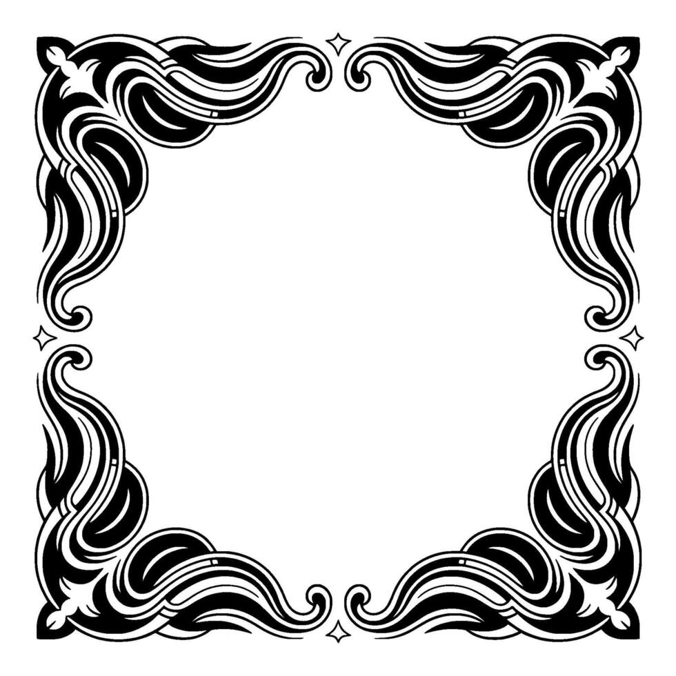 Art Nouveau Frame, Black and White Decorative Border, Elegant vector