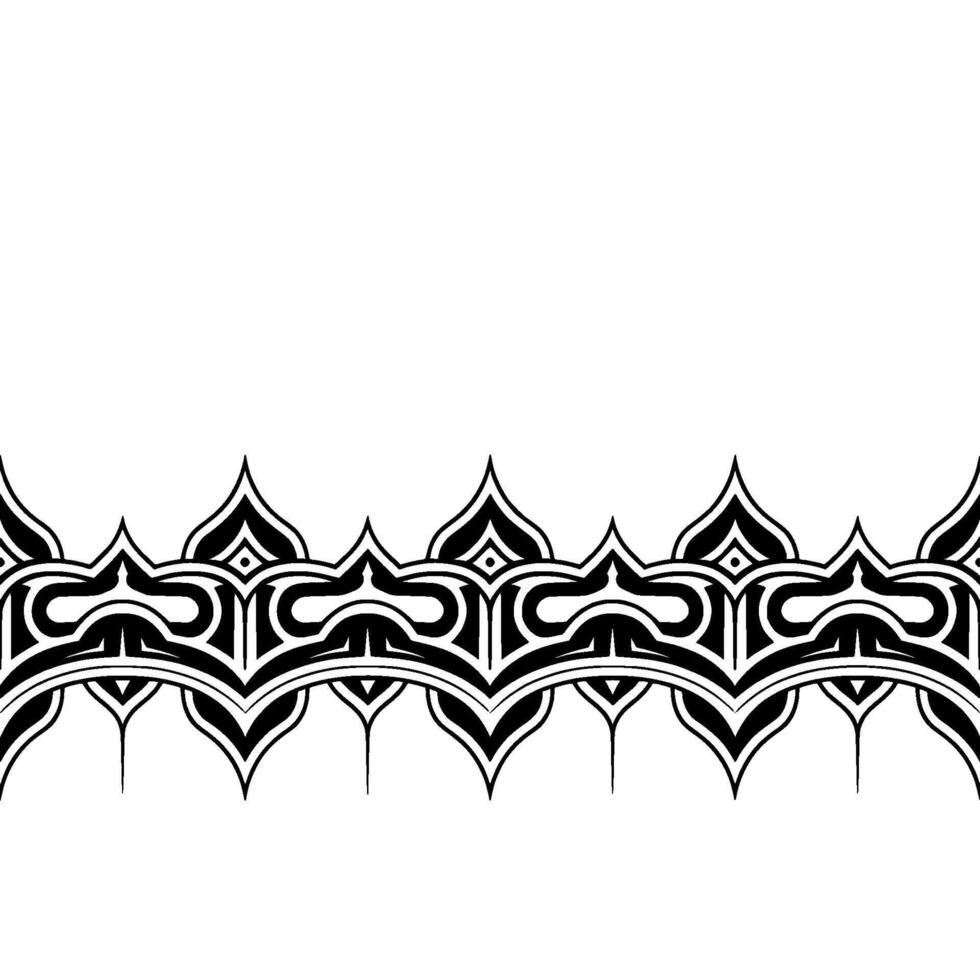 Elegant Black and White Ornamental Border , , Seamless Pattern vector