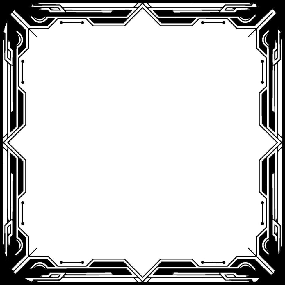 Geometric Deco Frame With Futuristic Edge, Blank Center vector