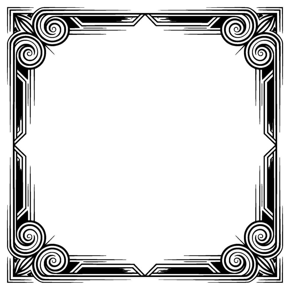 Art Deco Frame Elegant Monochrome Border With Swirls vector