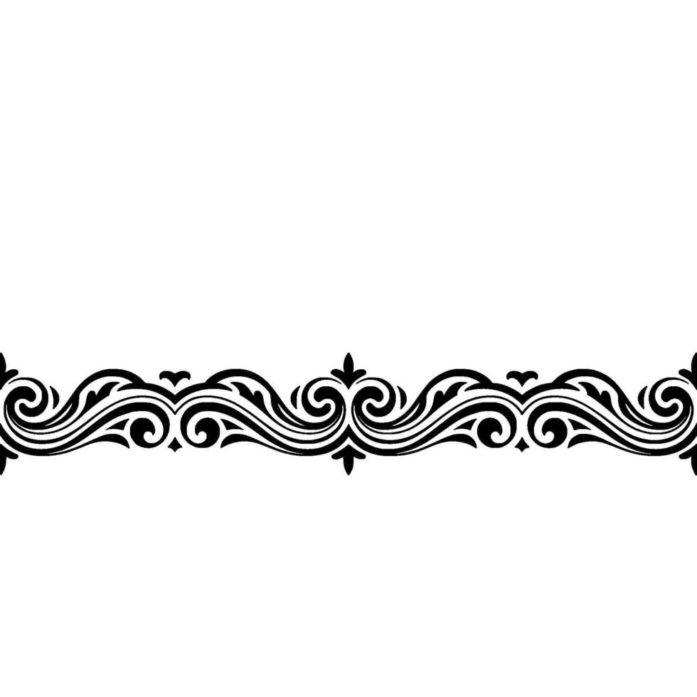 Elegant Ornamental Border Black Swirls on White vector