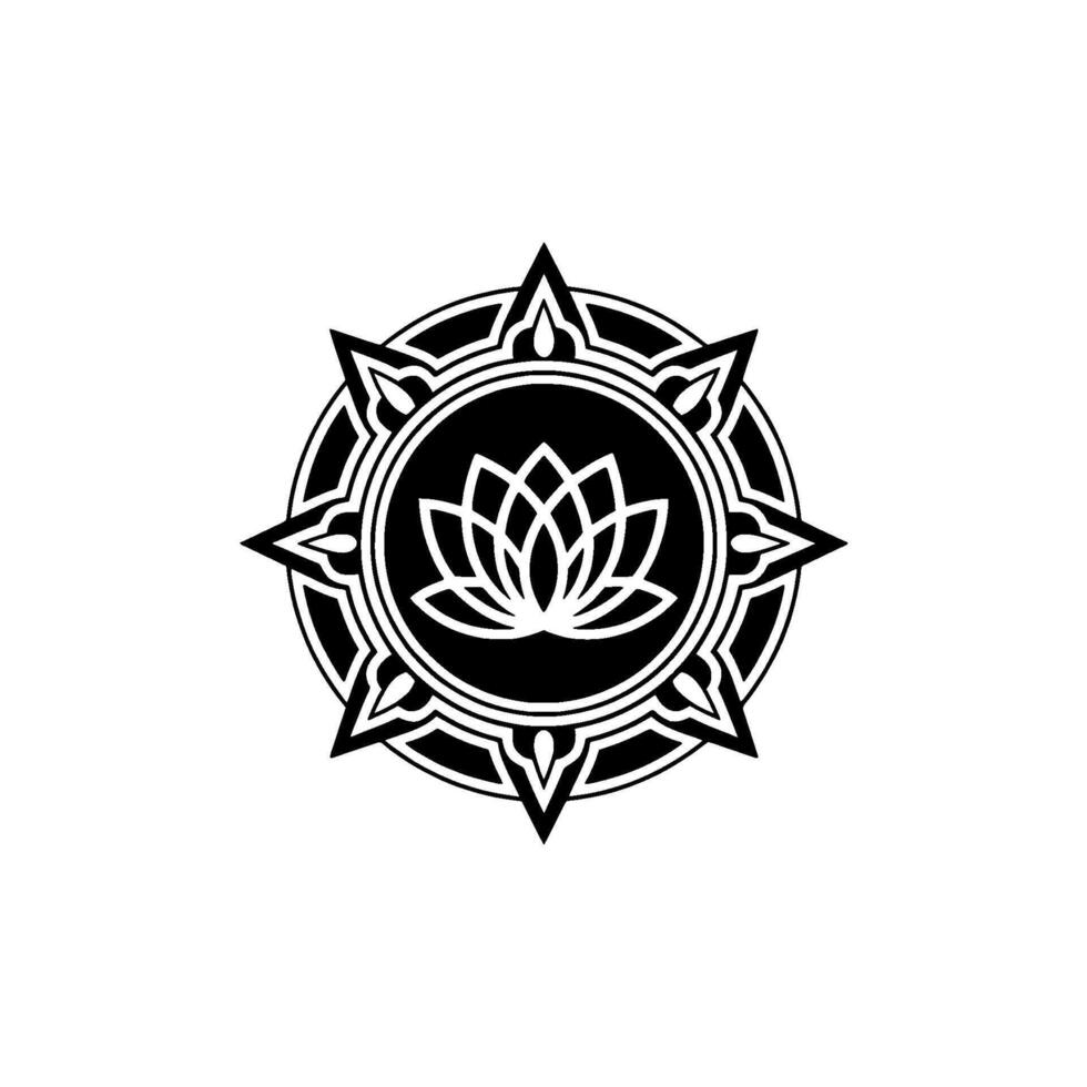 Elegant Lotus Flower Emblem in Black and White vector