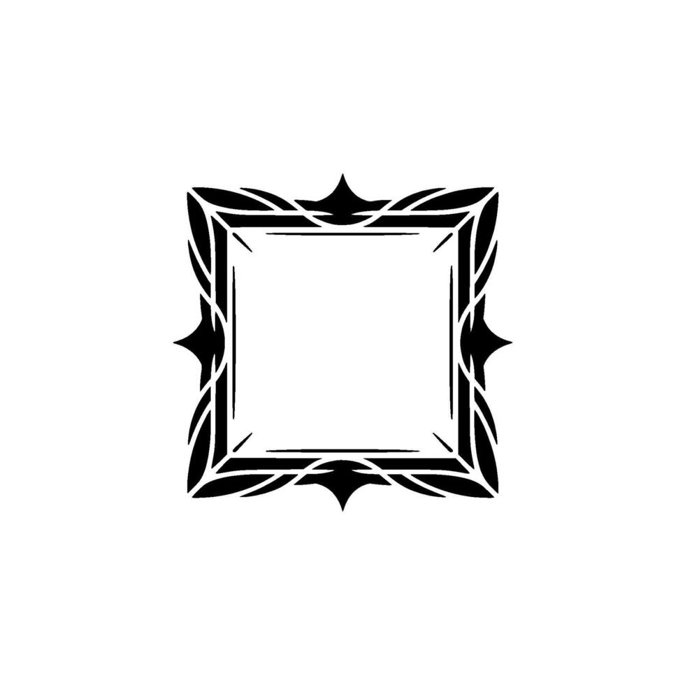 Elegant Black Square Frame With Ornate Border on White Background vector