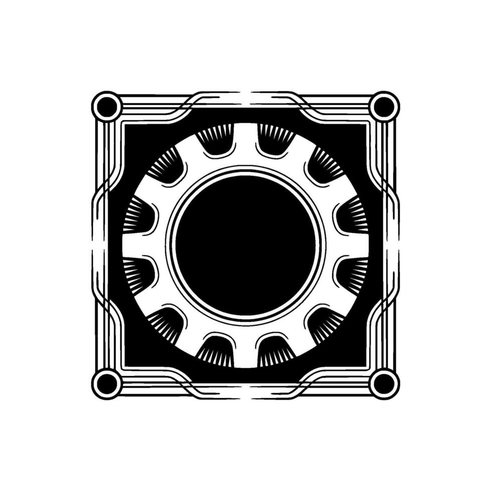 Geometric Deco Emblem Black White Circular Frame vector