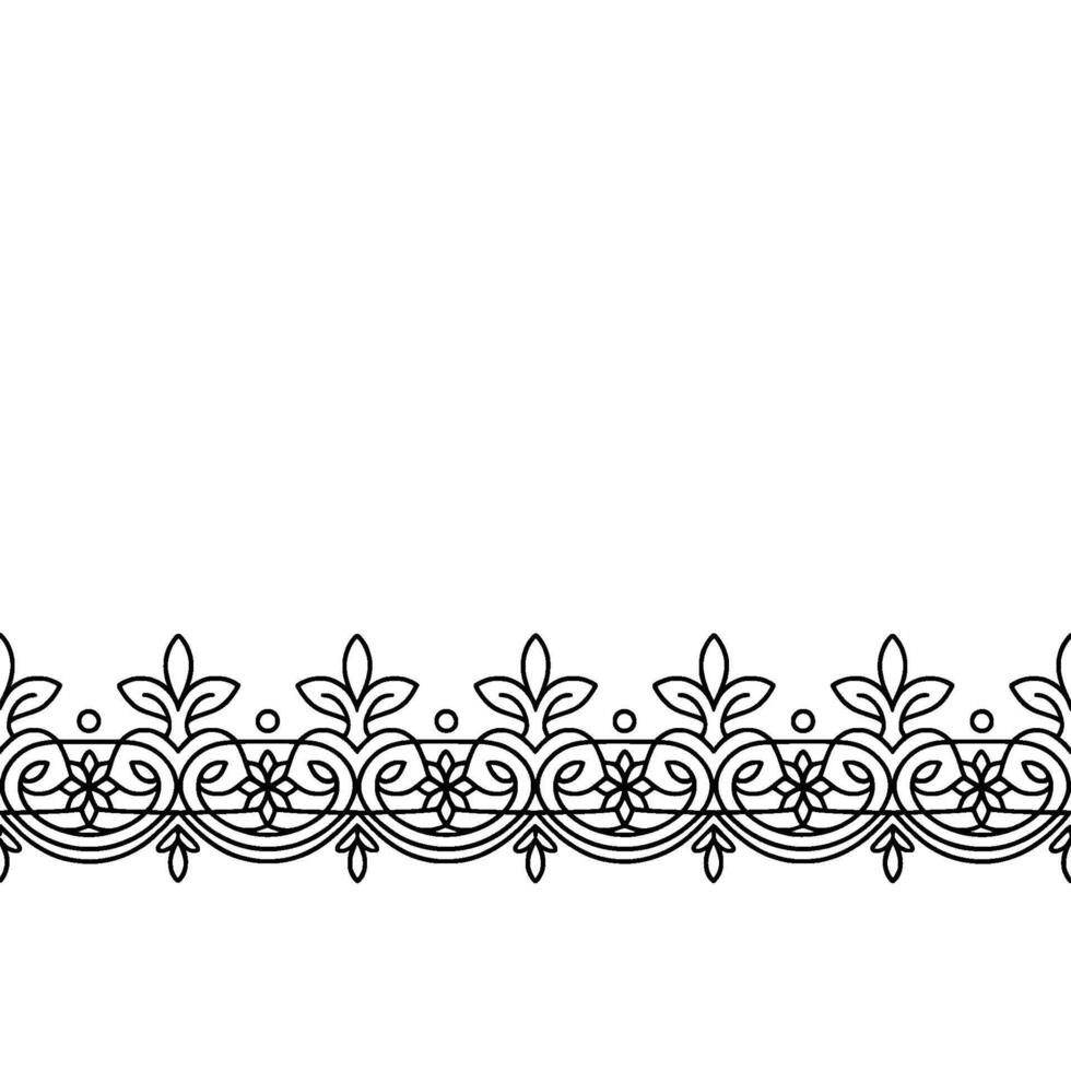 Elegant Ornamental Border in Cream With Floral Elements vector