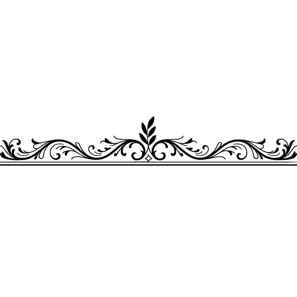 Elegant Floral Swirl Border Ornament, Black and White vector