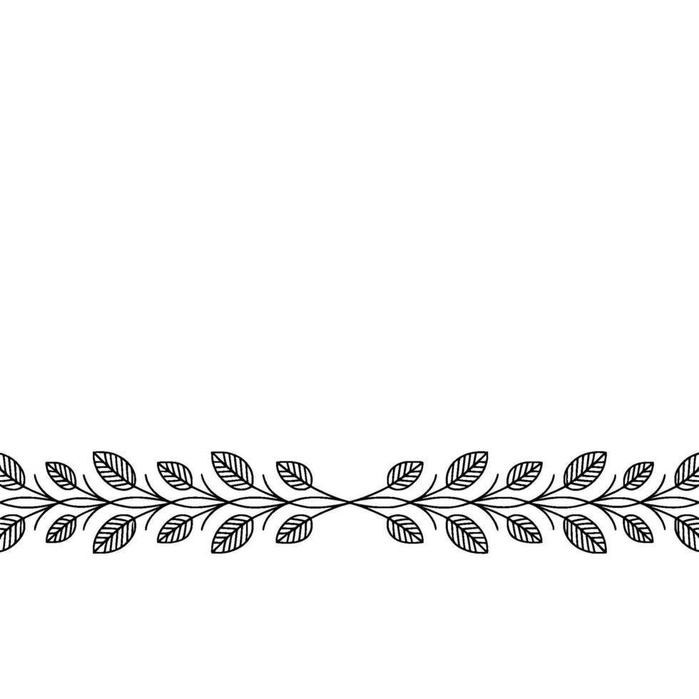 Elegant Line Art Floral Border on Cream Background vector
