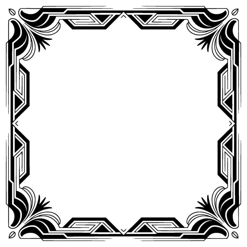 Elegant Art Deco Frame Black White Geometric Border, Blank Space for Text vector