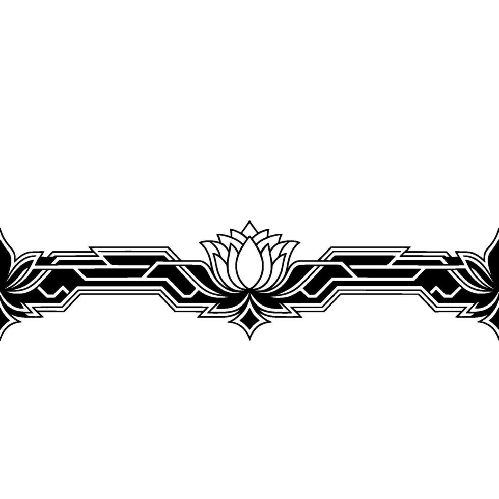 Geometric Lotus Border on White Background vector