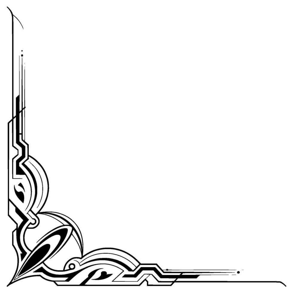Modern Deco Corner Border Geometric Black White Element vector
