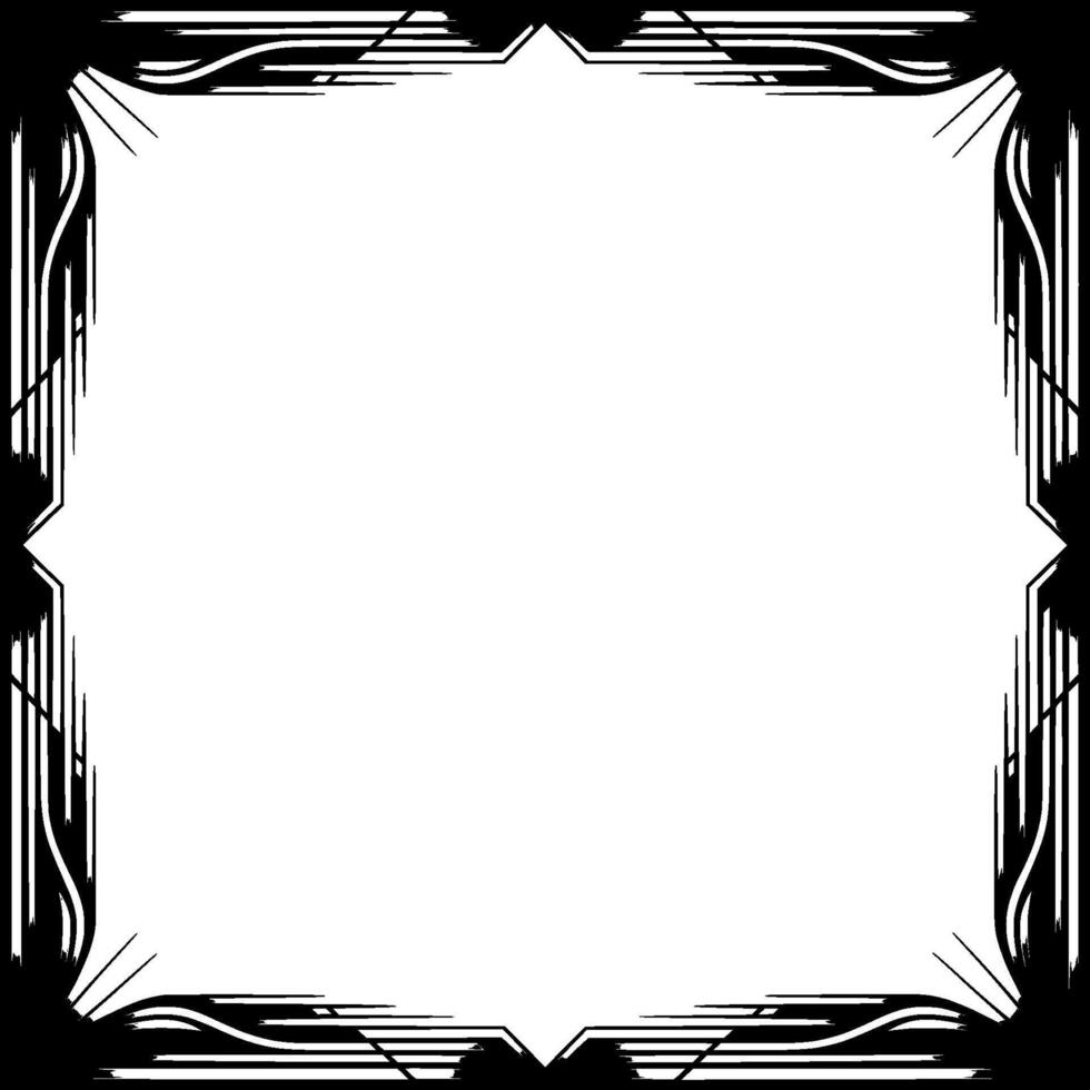 Art Deco Frame Border Silver Black Geometric on White vector