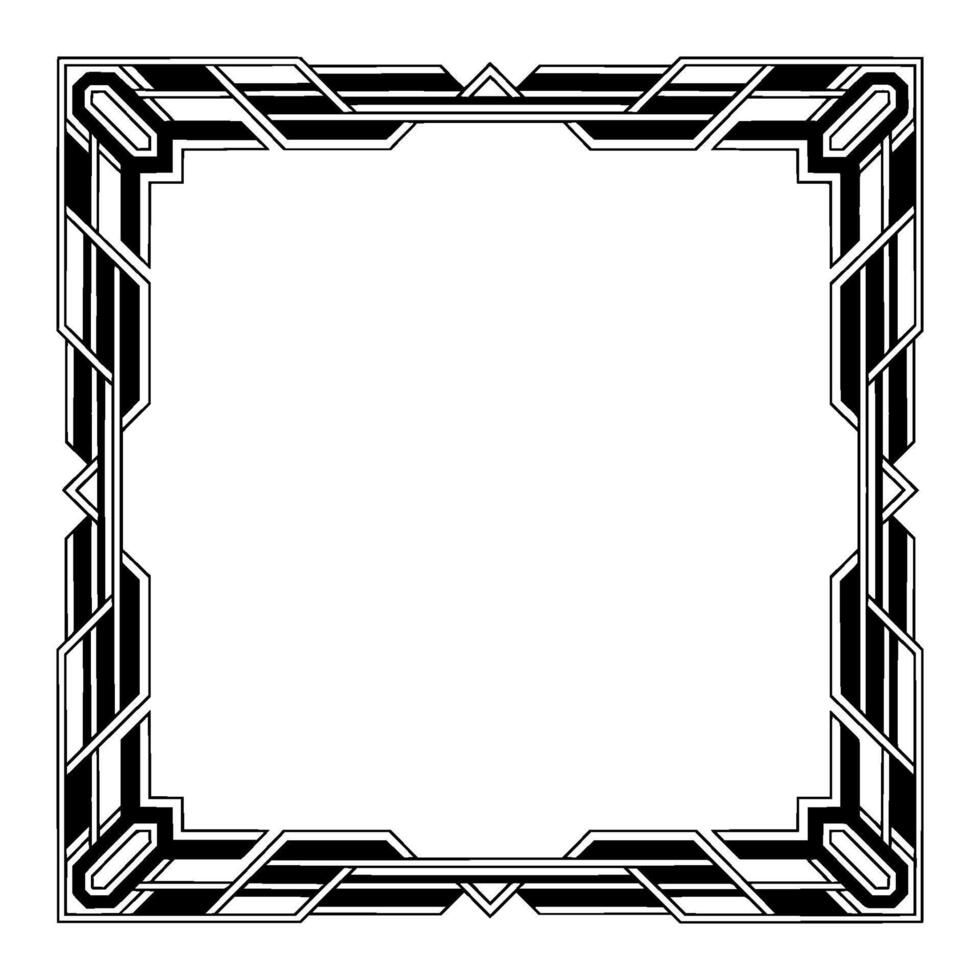 Art Deco Frame, Black and White Decorative Border, Geometric , Empty Space vector