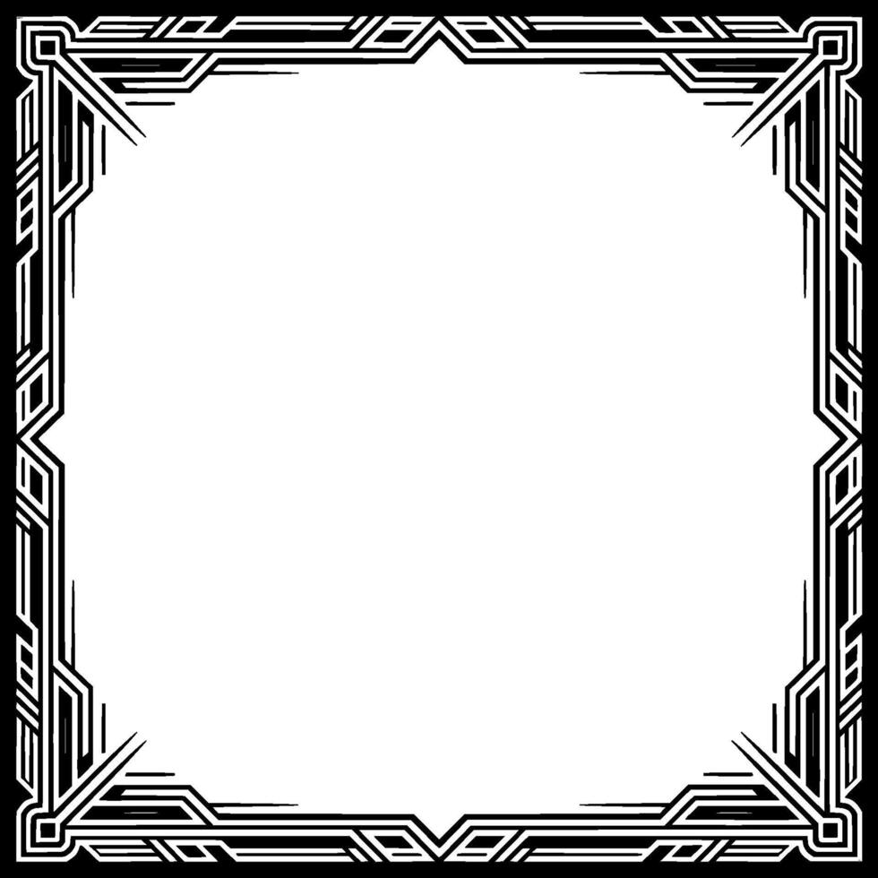 Art Deco Frame Border, Silver Black , Blank Space, Elegant Retro Style vector