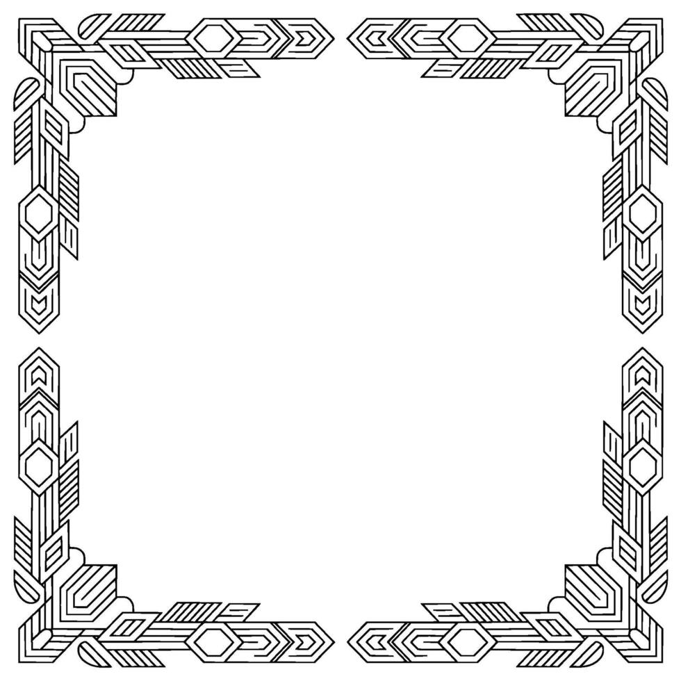 Art Deco Geometric Border, Black and White Frame, Blank Space for Text vector
