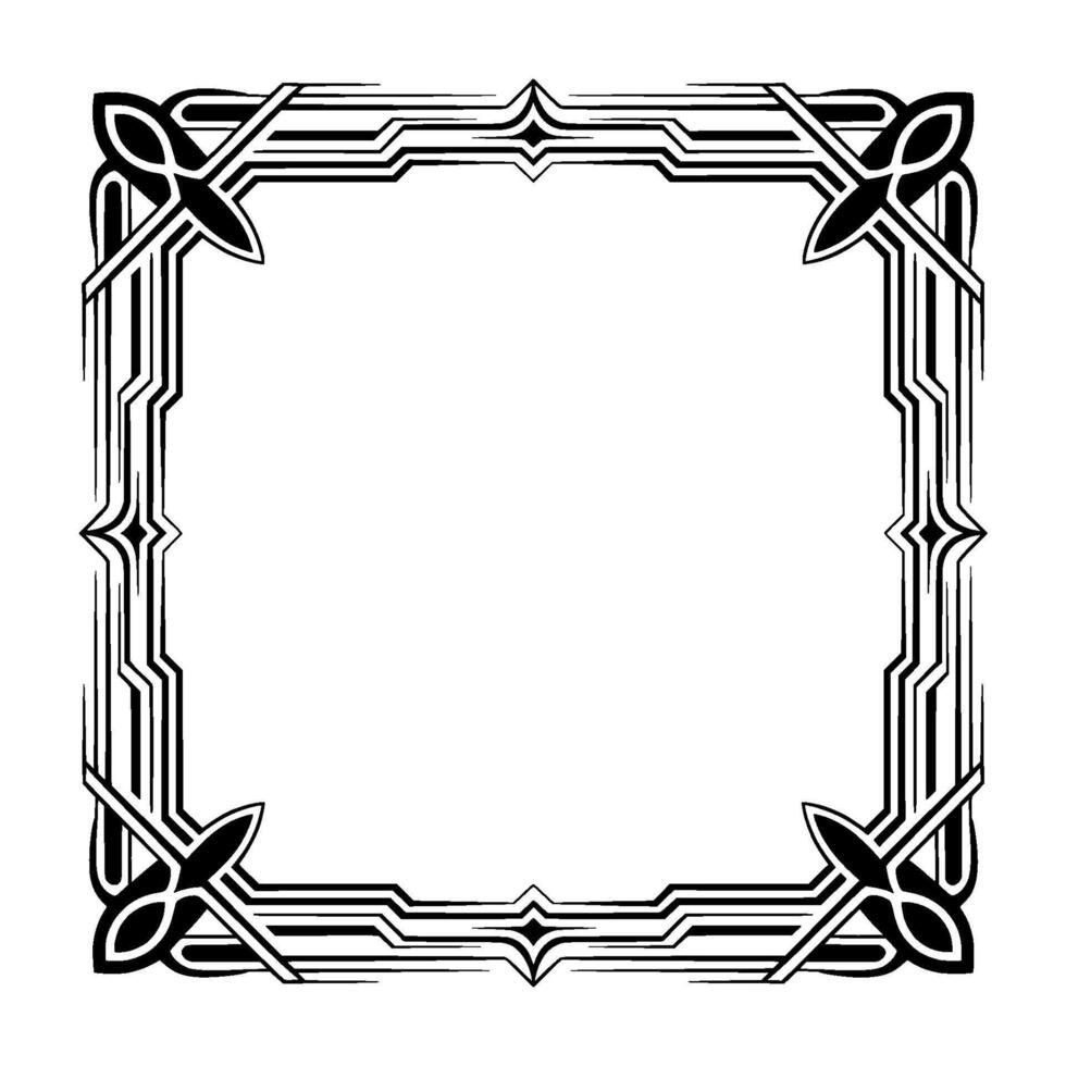 Art Deco Frame Geometric Black White Border, Invitation Element vector