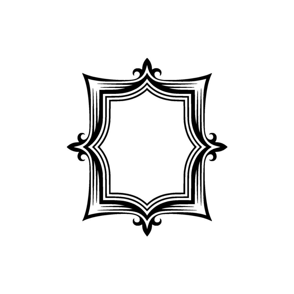 Elegant Black White Ornate Frame on Gray Background vector