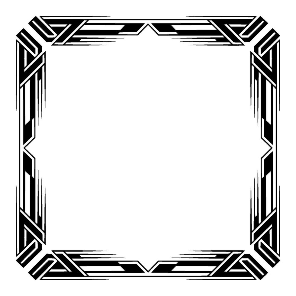 Art Deco Geometric Frame, Black and White Decorative Border vector