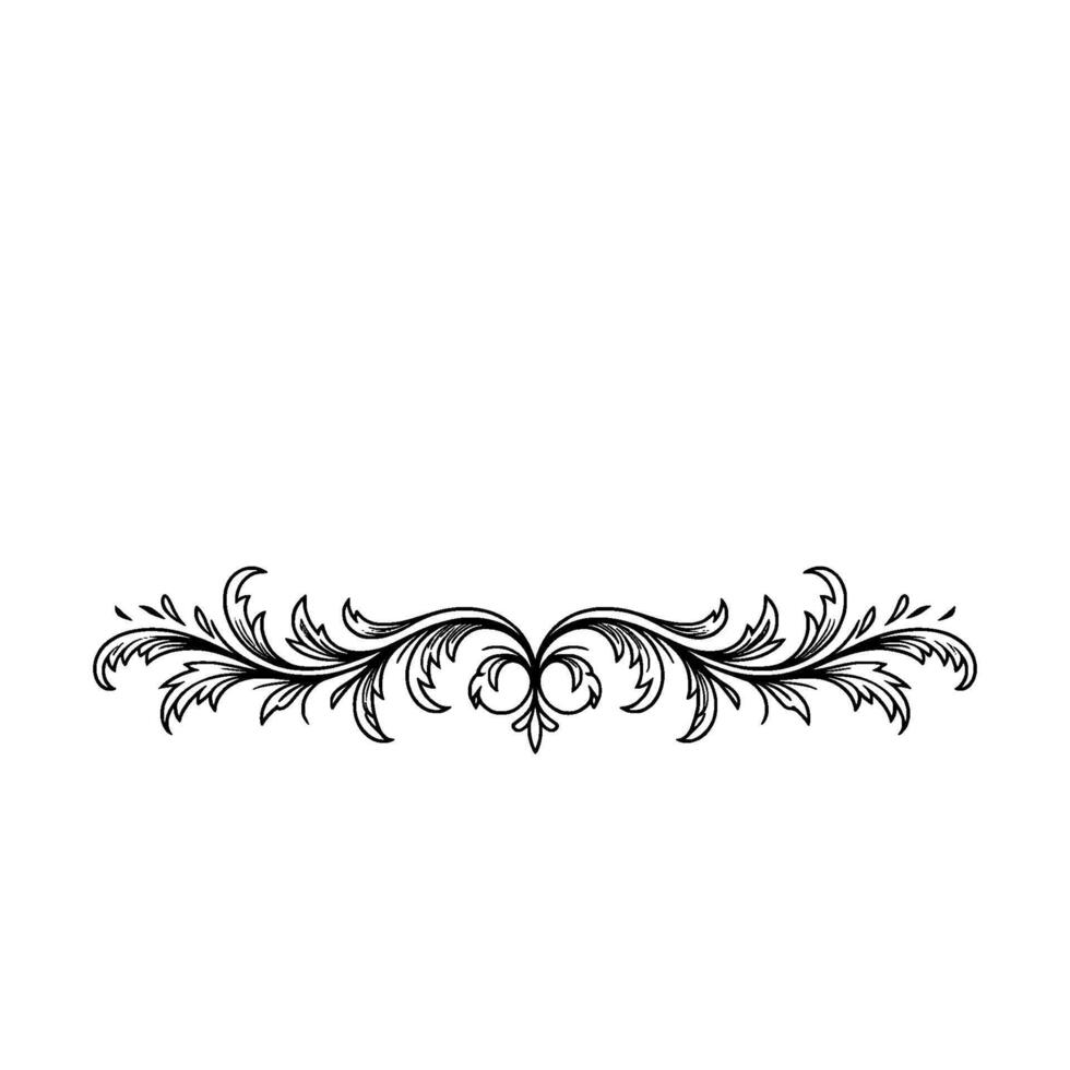 Elegant Floral Swirl Border Black Ornament on White Background vector