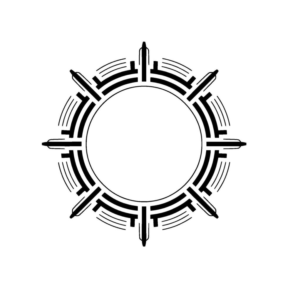 Minimalist Geometric Sunburst Emblem With Blank Center vector