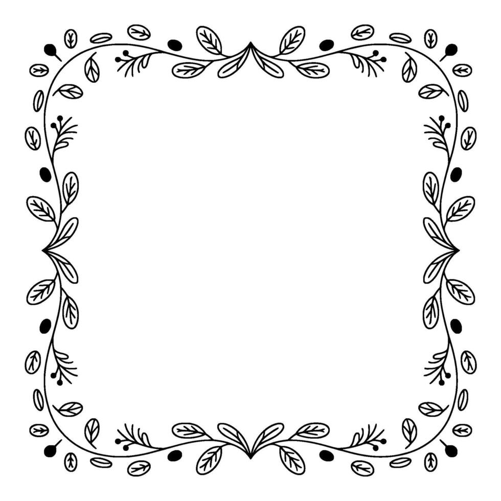 Simple Botanical Frame in Black and White Invitation vector