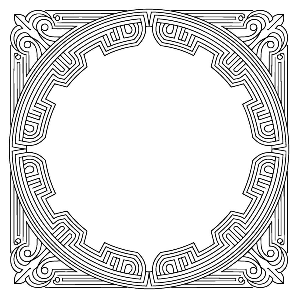 Elegant Art Deco Frame With Geometric Ornate Elements, Blank Circle vector