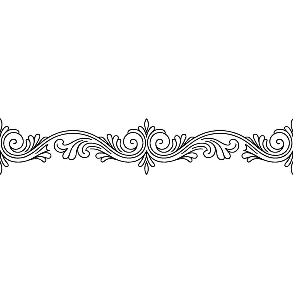 Elegant Swirl Border, Monoline Floral Ornament on White Background vector