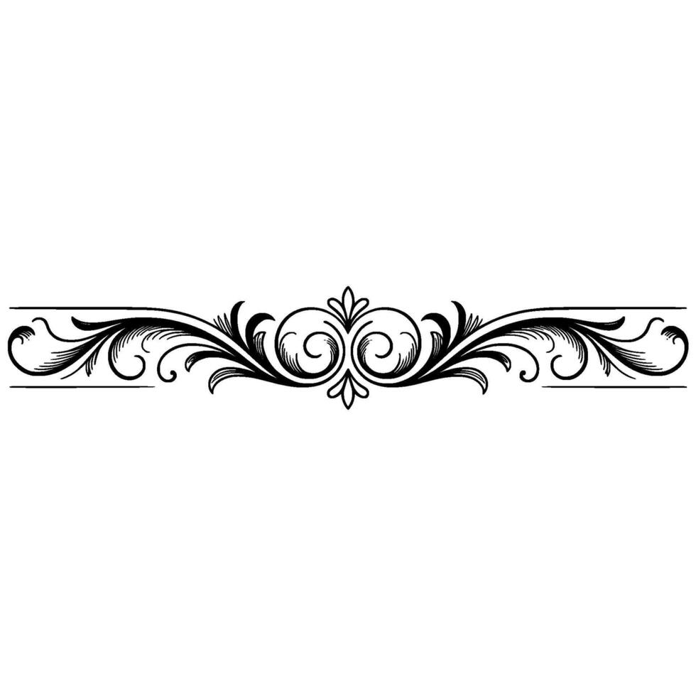 Elegant Floral Scroll Ornament in Black and White on White Background vector