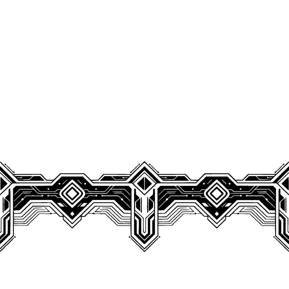 Geometric Tech Border Black White Circuitry Element vector