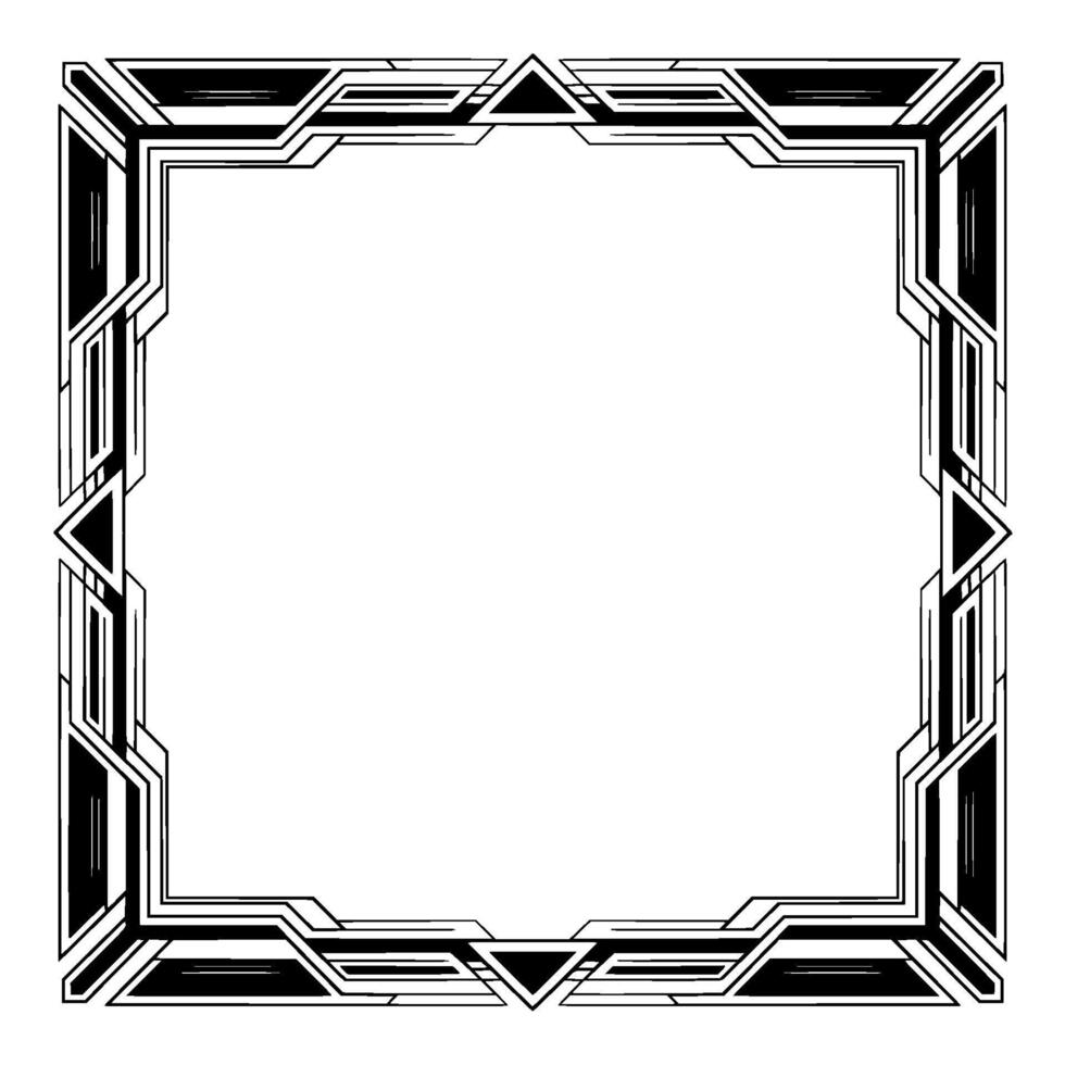 Art Deco Square Frame Border, Black and White Geometric , Blank Space vector